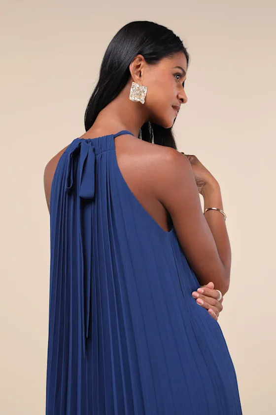 Exceptionally Elegant Blue Pleated Chiffon Maxi Dress sold by Lulus product image thumbnail 3