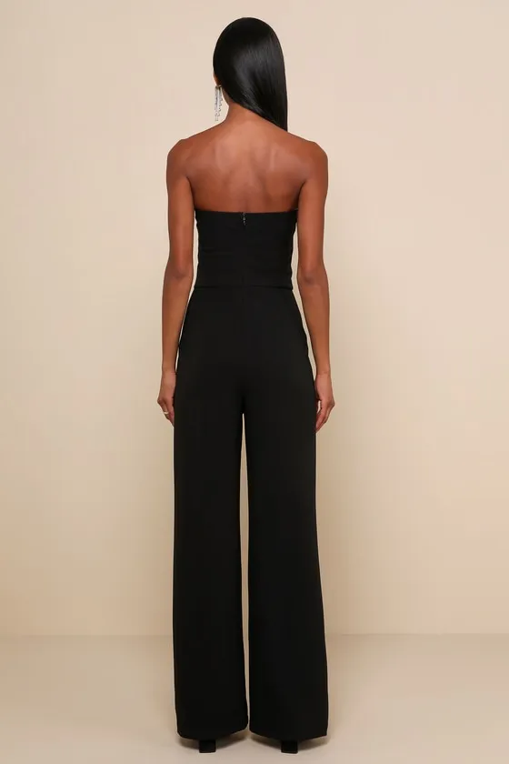 Edith Black Strapless Wide-Leg Jumpsuit sold by Lulus product image thumbnail 2