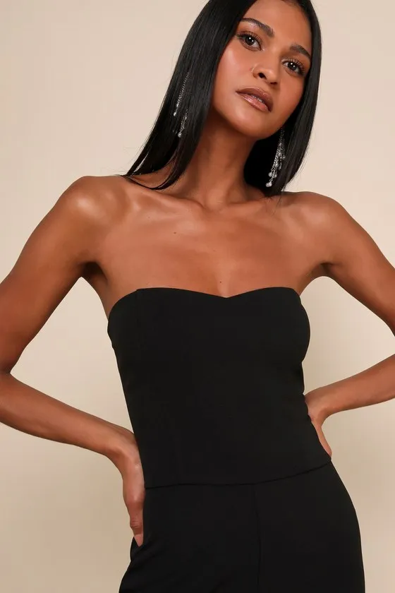 Edith Black Strapless Wide-Leg Jumpsuit sold by Lulus product image thumbnail 4