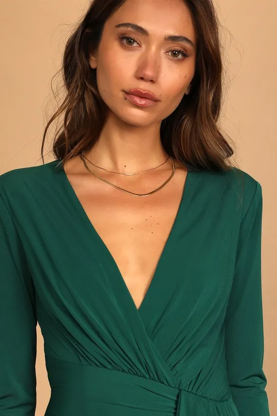 Marlay Emerald Green Ruched Long Sleeve Bodycon Dress sold by Lulus product image thumbnail 3
