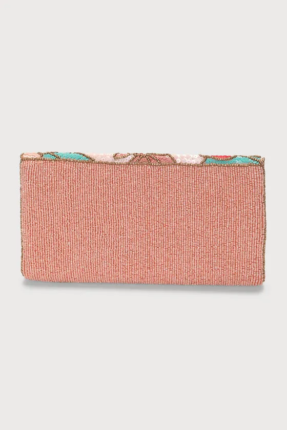 Bead Beautiful Pink Multi Floral Beaded Clutch sold by Lulus product image thumbnail 4