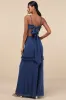 Pronounced Perfection Dark Blue Cutout Tie-Back Maxi Dress sold by Lulus