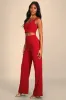 Only Tonight Red Two-Piece Wide-Leg Jumpsuit sold by Lulus