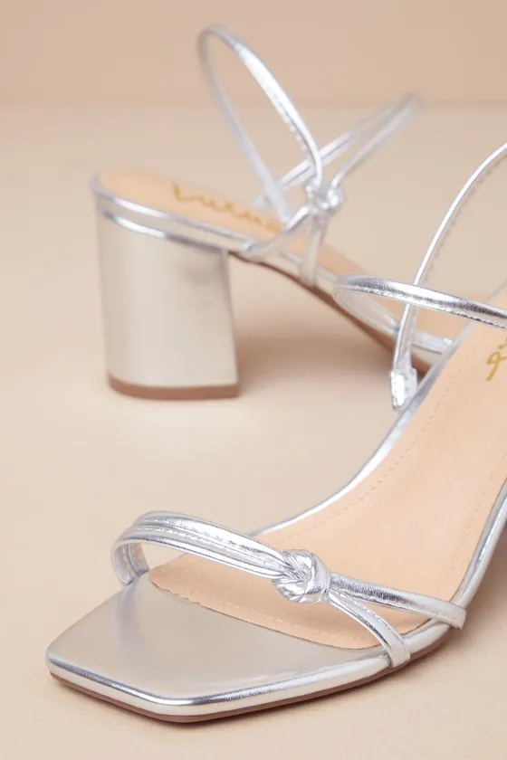 Karema Silver Knotted Ankle Strap High Heel Sandals sold by Lulus product image thumbnail 4