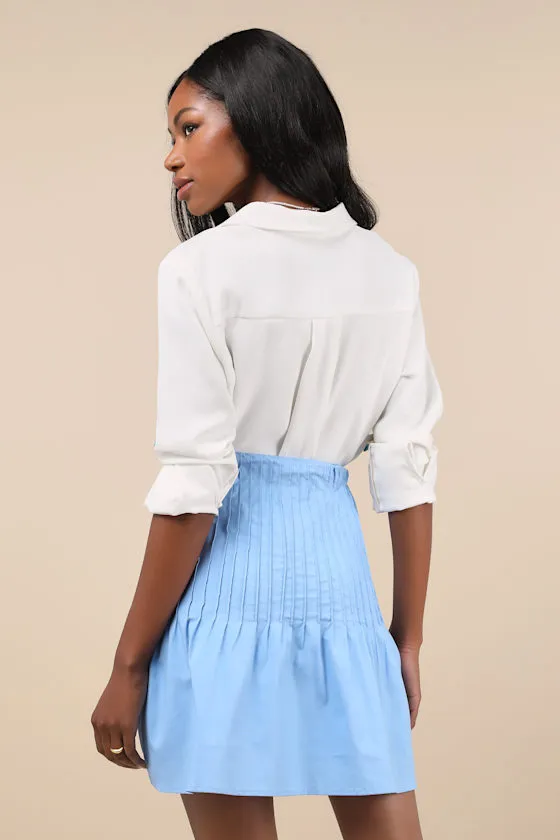 Exceptional Sweetie Blue Pintuck High-Rise Mini Skirt sold by Lulus product image thumbnail 4