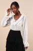 Whimsical Sweetie Ivory Polka Dot Sheer Plisse Ruffled Top sold by Lulus