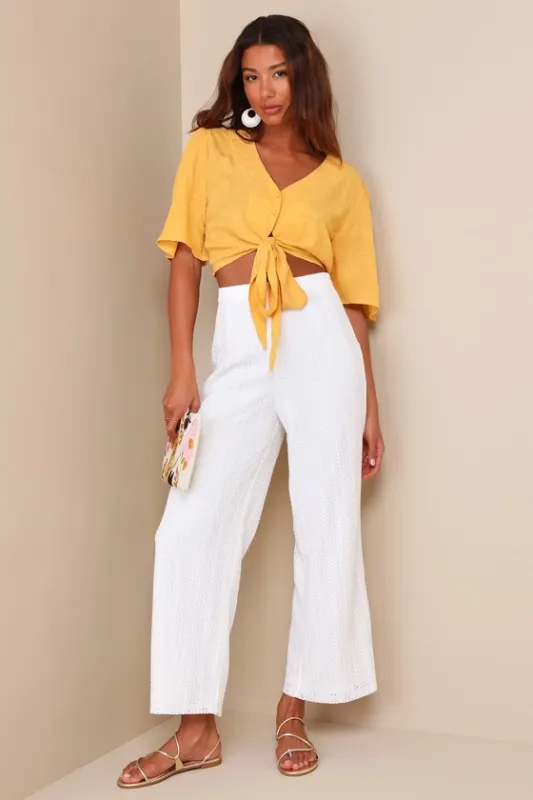 Exceptional Bliss White Crochet Lace High-Rise Pants sold by Lulus