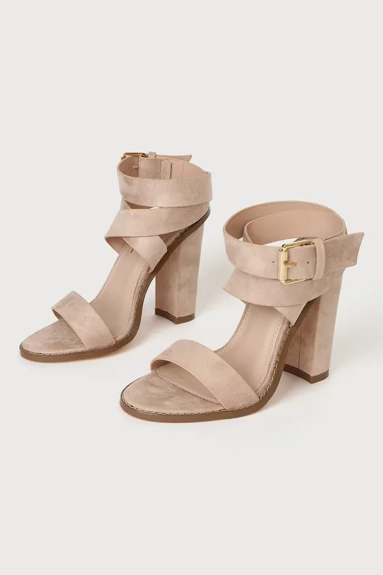 Shelbie Light Nude Suede Ankle Strap Heels sold by Lulus product image thumbnail 2