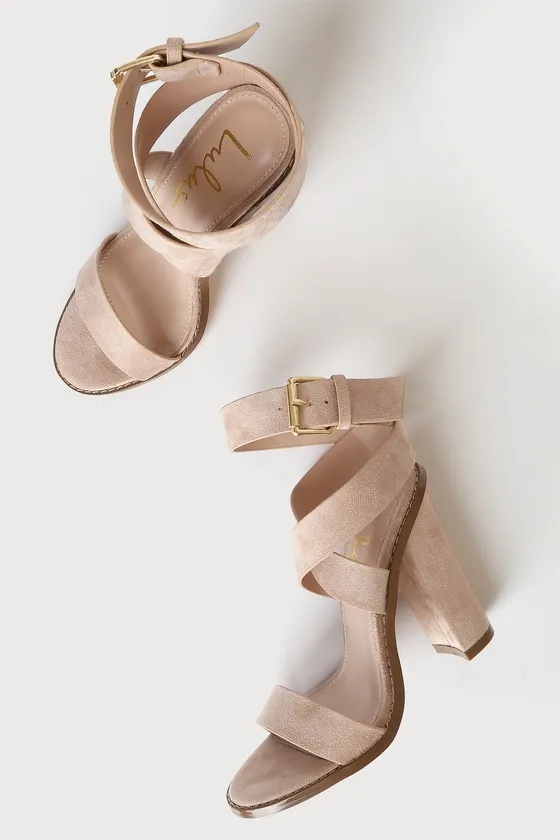 Shelbie Light Nude Suede Ankle Strap Heels sold by Lulus product image thumbnail 3