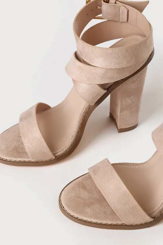 Shelbie Light Nude Suede Ankle Strap Heels sold by Lulus product image thumbnail 4