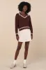 Posh Expert Brown Cable Knit Pullover Varsity Sweater sold by Lulus