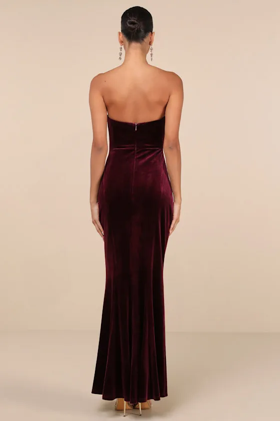 Perfectly Captivating Plum Purple Velvet Strapless Maxi Dress sold by Lulus product image thumbnail 3