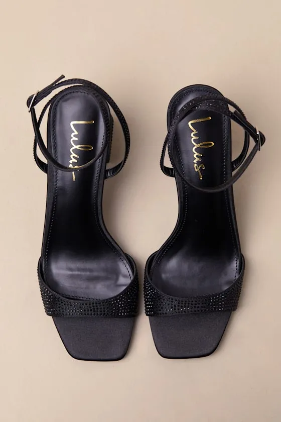 Callerie Black Rhinestone Ankle Strap High Heel Sandals sold by Lulus product image thumbnail 4