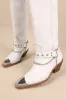 Brazen Distressed White Studded Chain Knee-High Boots sold by Lulus