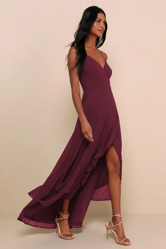 In Love Forever Plum Lace-Up High-Low Maxi Dress sold by Lulus product image thumbnail 3