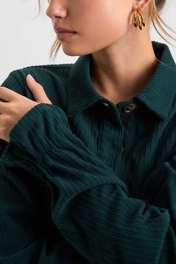 Autumn Mood Emerald Green Corduroy Mini Dress With Pockets sold by Lulus product image thumbnail 4