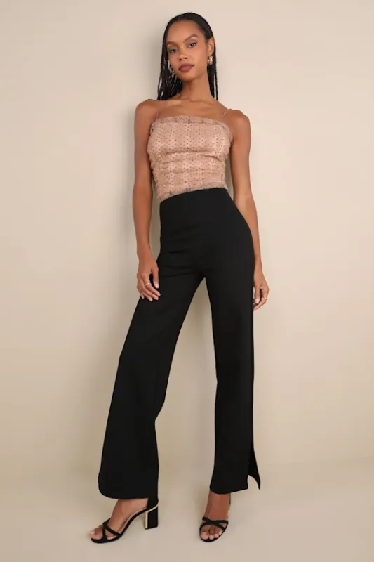 Compelling Attitude Black High-Rise Wide-Leg Pants sold by Lulus