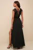 Adorable Elegance Black Chiffon Ruffled Backless Wrap Maxi Dress sold by Lulus
