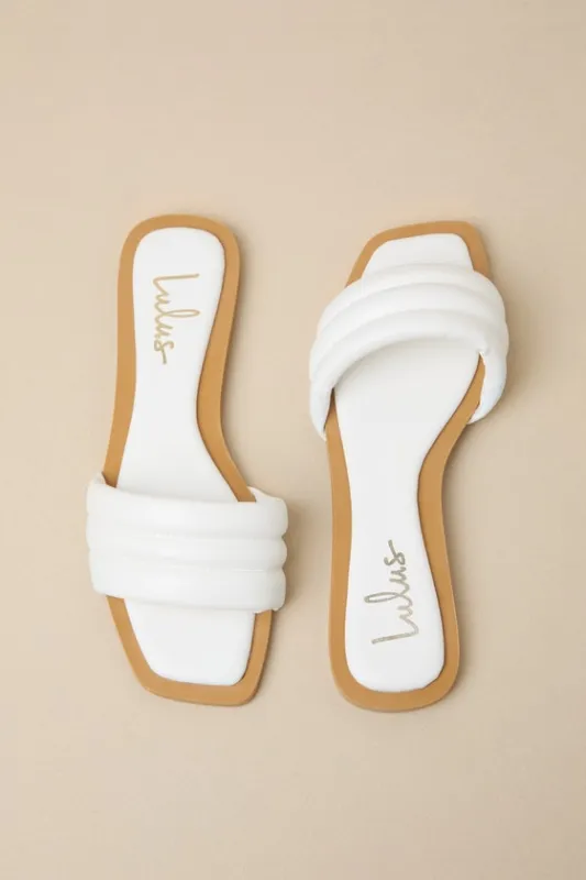 Ameeria White Flat Slide Sandals made by Lulus