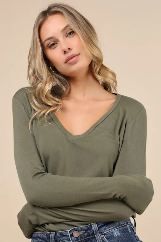 Versatile Intention Olive Green Long Sleeve Top sold by Lulus