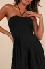 Certainly Poised Black Lace Halter Bustier Maxi Dress sold by Lulus