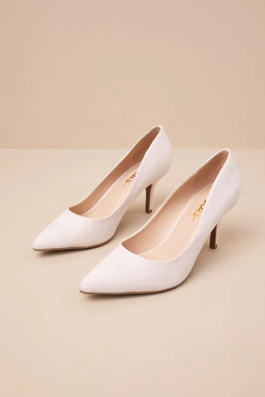 Mariee Beige Suede Pointed-Toe Pumps sold by Lulus