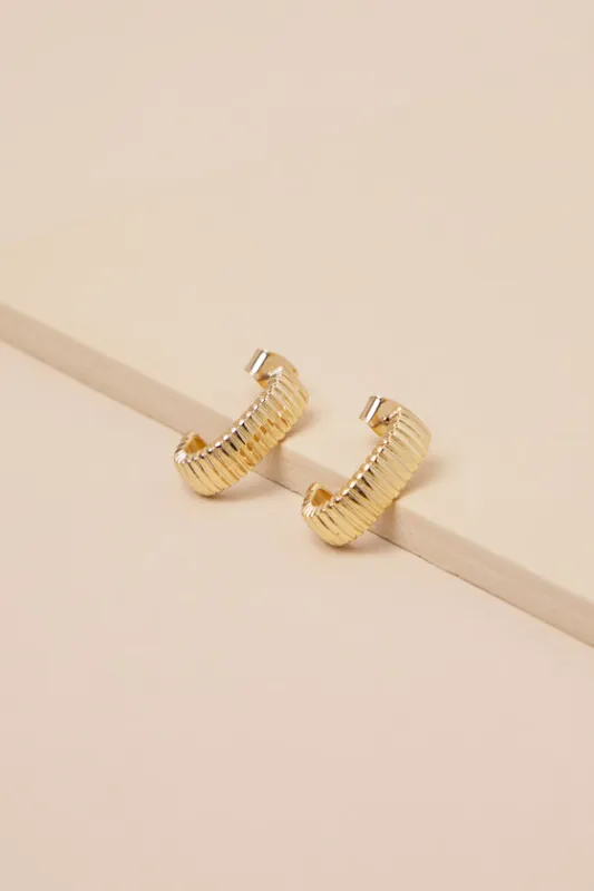 Marvelous Ease 18KT Gold Textured Hoop Earrings made by Lulus