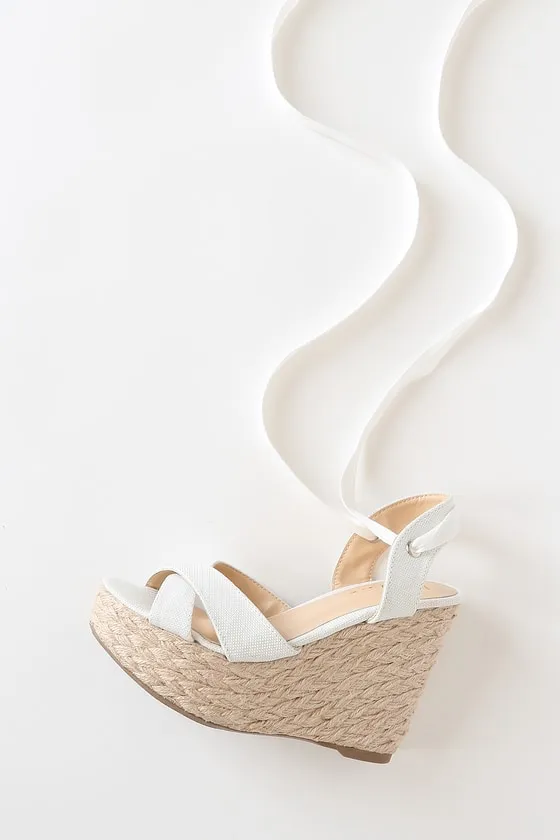 Esme White Lace-Up Espadrille Wedges sold by Lulus product image thumbnail 2