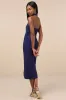Prominent Charm Navy Halter Bodycon Tulip Midi Dress sold by Lulus