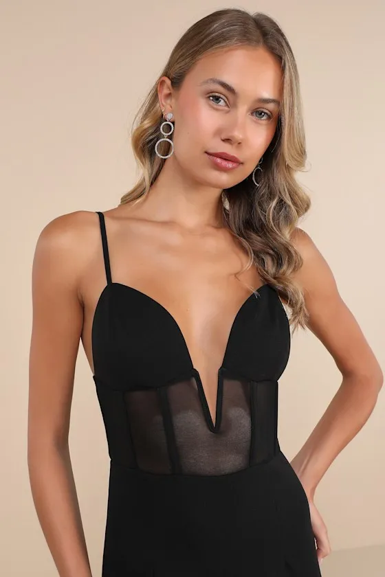 Flirty Mentality Black Mesh Bustier Bodycon Mini Dress sold by Lulus product image thumbnail 4