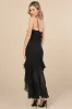 Pavani Black Sheer Chiffon Ruffled High-Low Midi Dress sold by Lulus