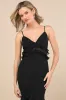 Pavani Black Sheer Chiffon Ruffled High-Low Midi Dress sold by Lulus