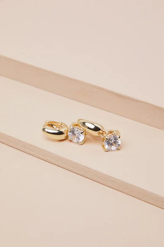 Simply Marvelous Gold Rhinestone Huggie Hoop Earrings sold by Lulus