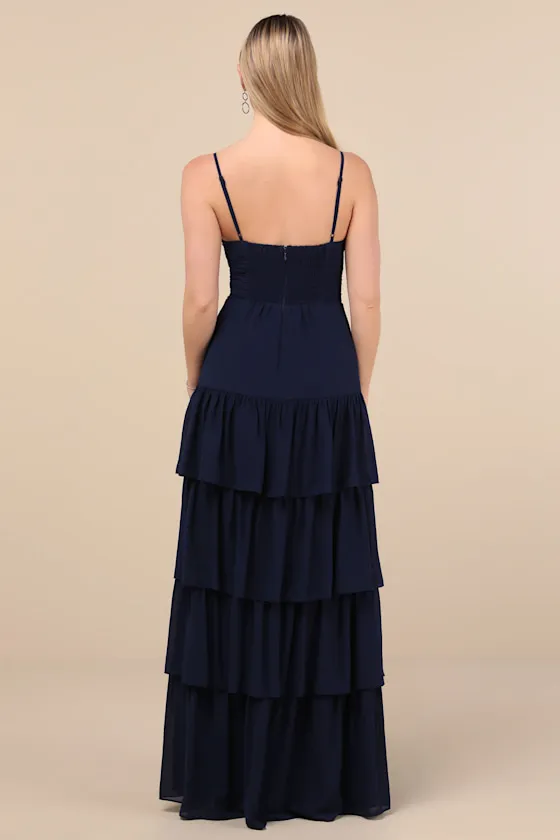 Gorgeous Influence Navy Tiered Maxi Dress sold by Lulus product image thumbnail 2