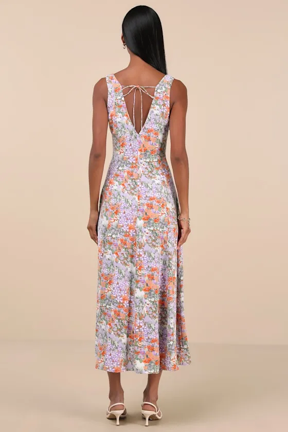 Your Only Darling Lavender Floral Print Sleeveless Midi Dress sold by Lulus product image thumbnail 3