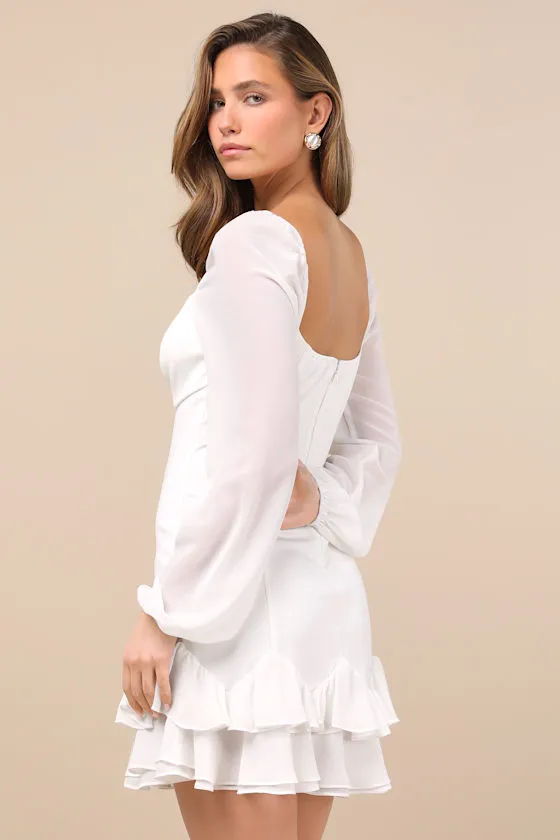 Gorgeous Expertise White Ruffled Long Sleeve Mini Dress sold by Lulus product image thumbnail 3