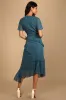 Next to You Slate Blue Swiss Dot Ruffled Midi Dress sold by Lulus