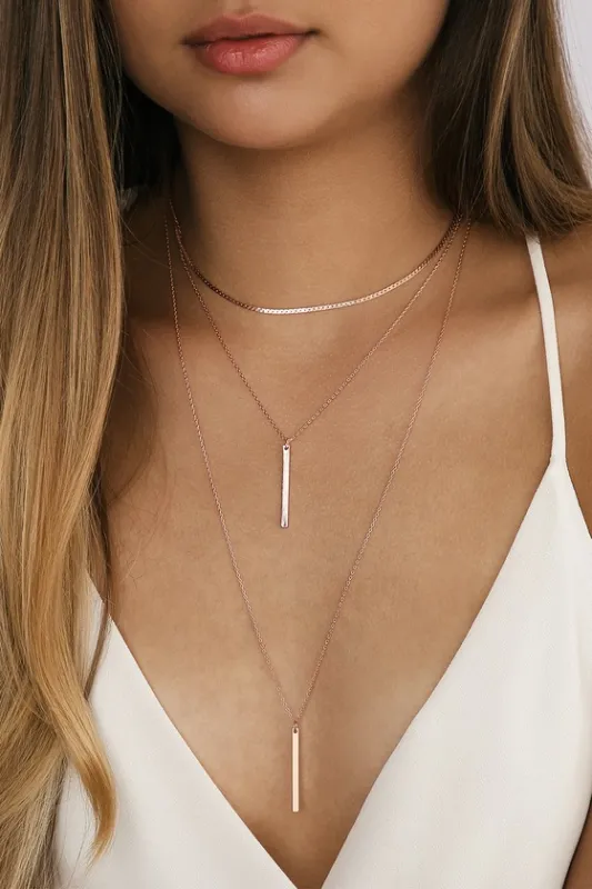 Sleek Peek Rose Gold Layered Choker Necklace sold by Lulus