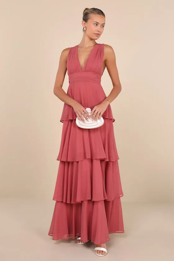 Amazing Evening Dark Rose Pink Tiered Maxi Dress sold by Lulus product image thumbnail 2