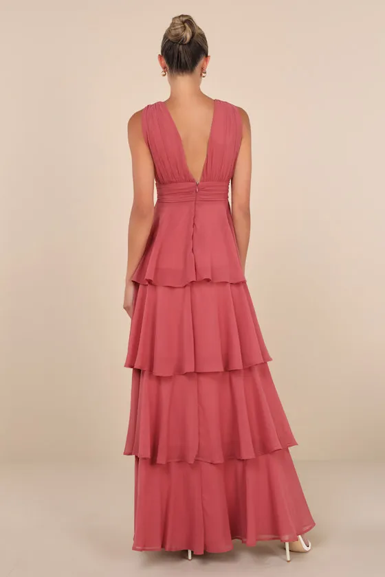 Amazing Evening Dark Rose Pink Tiered Maxi Dress sold by Lulus product image thumbnail 3