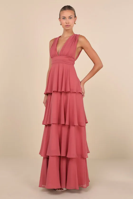 Amazing Evening Dark Rose Pink Tiered Maxi Dress sold by Lulus product image thumbnail 4