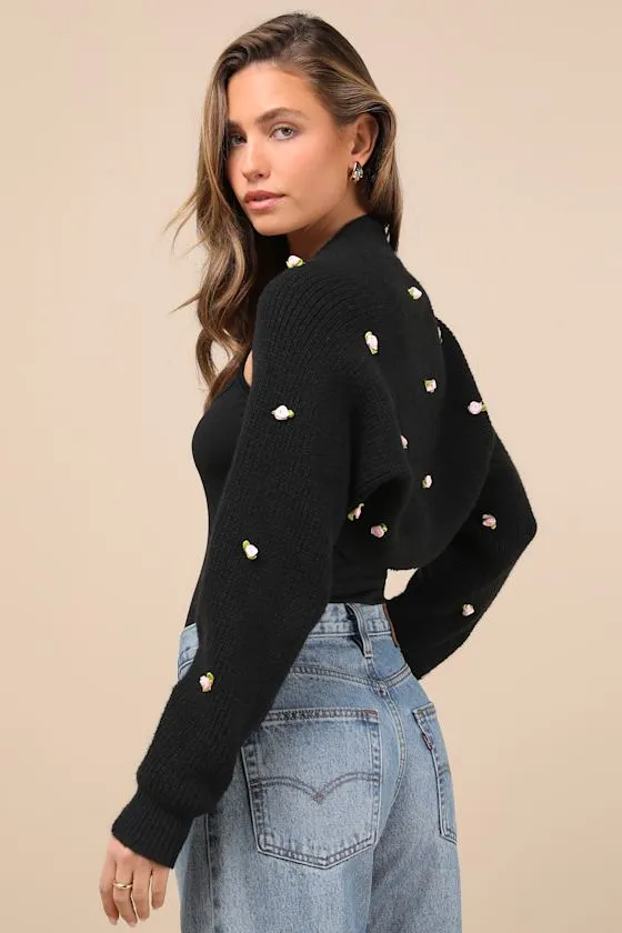 Sweetest Comfort Black Rosette Knit Shrug Cardigan sold by Lulus product image thumbnail 2