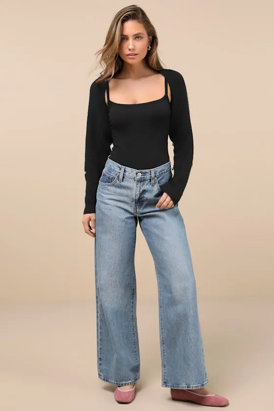 Sweetest Comfort Black Rosette Knit Shrug Cardigan sold by Lulus product image thumbnail 3