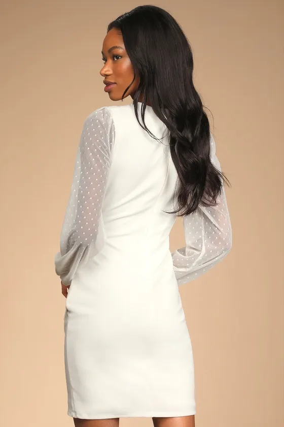 Love That Lasts Forever Ivory Balloon Sleeve Bodycon Mini Dress sold by Lulus product image thumbnail 4