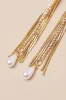 Modish Shine Gold Rhinestone Pearl Fringe Drop Earrings sold by Lulus