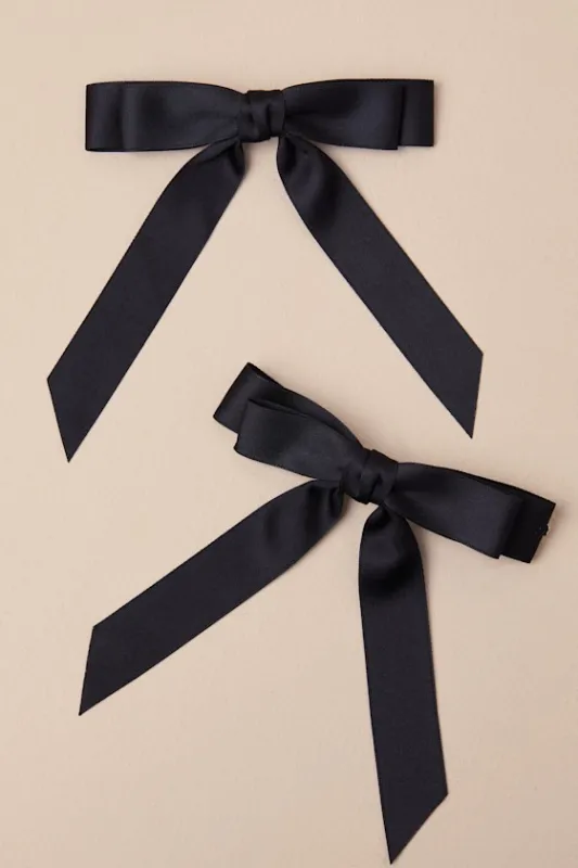 Cute Reputation Black Bow Hair Clip Set sold by Lulus