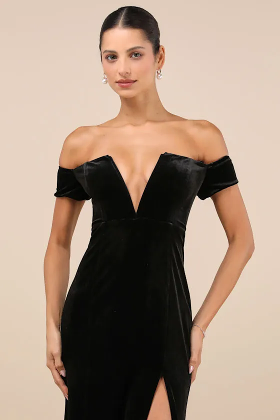 Captivating Silhouette Black Velvet Off-the-Shoulder Maxi Dress sold by Lulus product image thumbnail 4