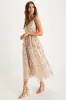 Glittery Glamour Gold Floral Embroidered Sequin Midi Dress sold by Lulus