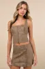 Coveted Brown Floral Vegan Leather Mini Skirt sold by Lulus