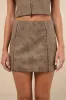 Coveted Brown Floral Vegan Leather Mini Skirt sold by Lulus